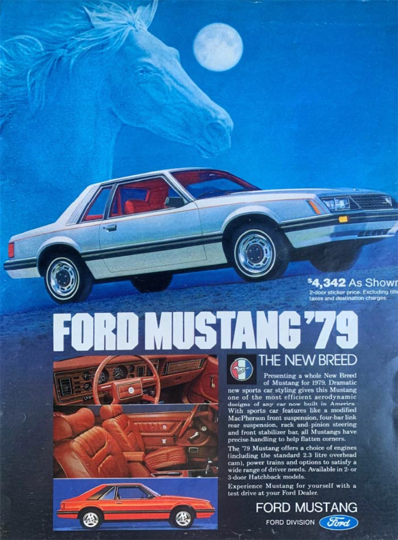 Ford Mustang vintage auto ad; New breed